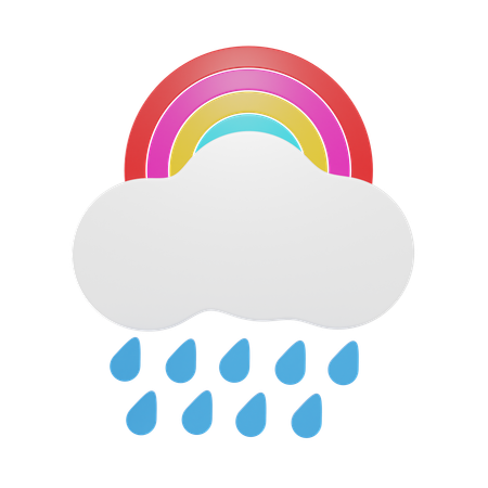 Mit Regenbogen nieseln  3D Icon