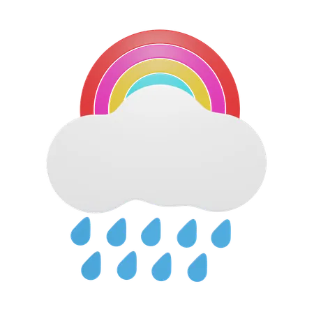 Mit Regenbogen nieseln  3D Icon