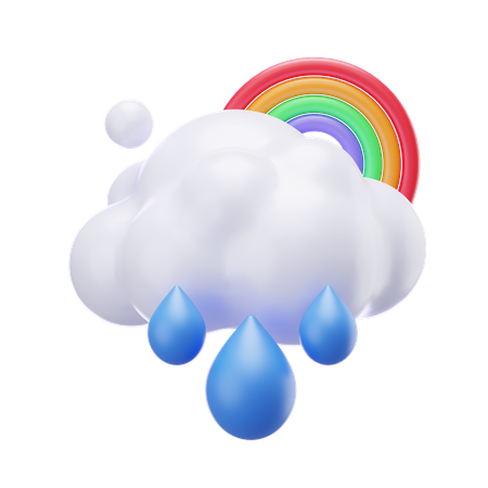 Mit Regenbogen nieseln  3D Icon