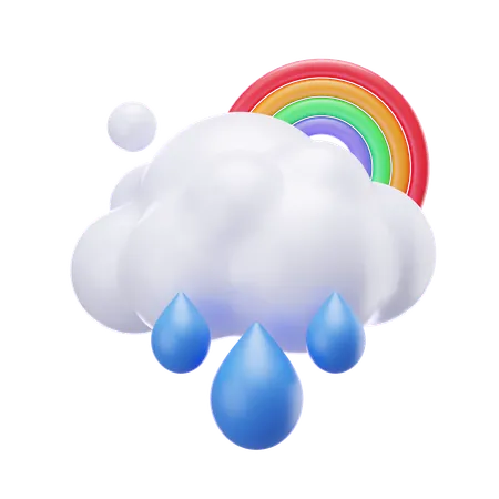 Mit Regenbogen nieseln  3D Icon