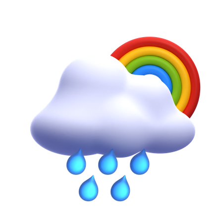 Mit Regenbogen nieseln  3D Icon