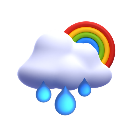 Mit Regenbogen nieseln  3D Icon