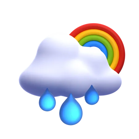 Mit Regenbogen nieseln  3D Icon