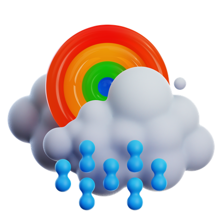 Mit Regenbogen nieseln  3D Icon