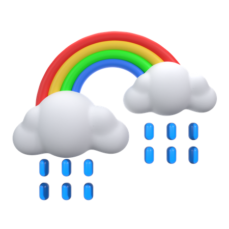 Mit Regenbogen nieseln  3D Icon