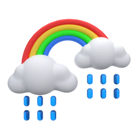 Mit Regenbogen nieseln  3D Icon