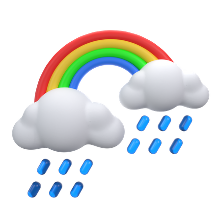 Mit Regenbogen nieseln  3D Icon