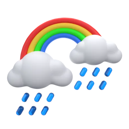 Mit Regenbogen nieseln  3D Icon