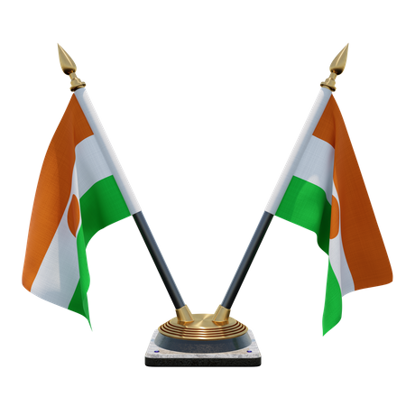 Niger Double Desk Flag Stand  3D Flag