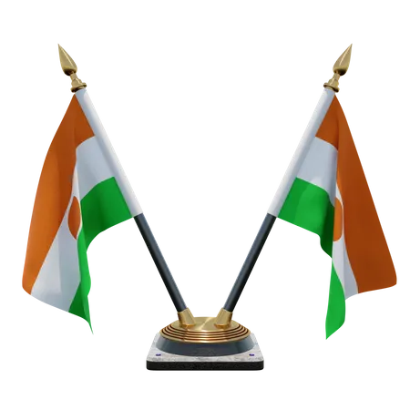 Niger Double Desk Flag Stand  3D Flag