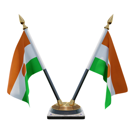 Niger Double (V) Desk Flag Stand  3D Icon