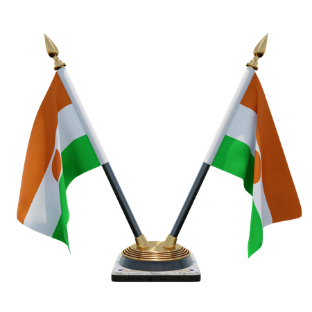 Niger Double (V) Desk Flag Stand  3D Icon