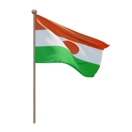 Niger Flag Pole  3D Flag