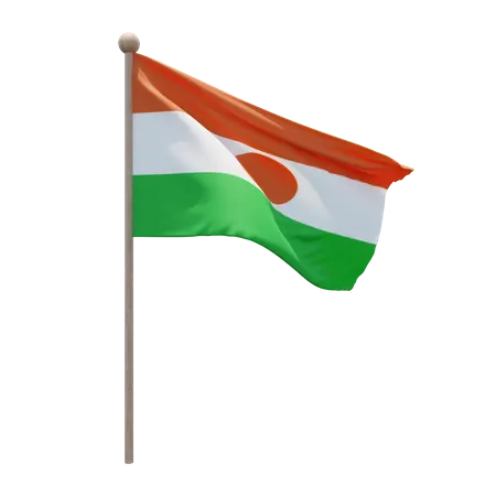 Niger Flag Pole  3D Flag