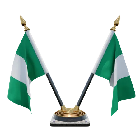 Doppelter Nigeria-Tischflaggenständer  3D Flag