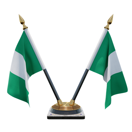 Porte-drapeau à double bureau du Nigeria  3D Flag