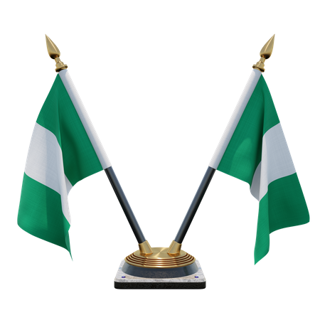 Nigeria Double (V) Desk Flag Stand  3D Icon