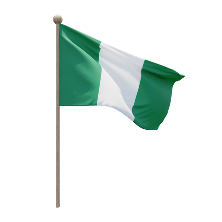 Nigeria Flag Pole  3D Flag