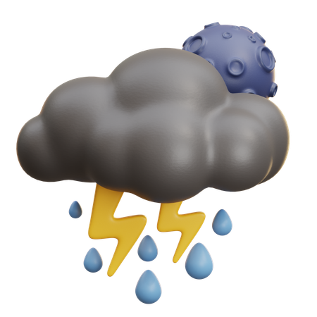 Night Cloud With Rain  3D Icon