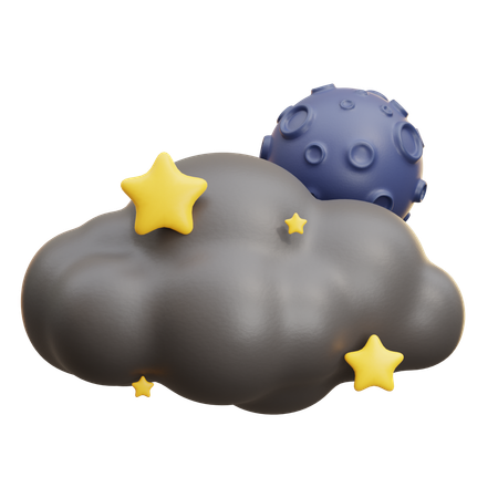 Night Cloud With Stars  3D Icon