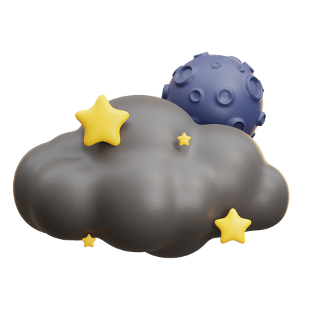 Night Cloud With Stars  3D Icon