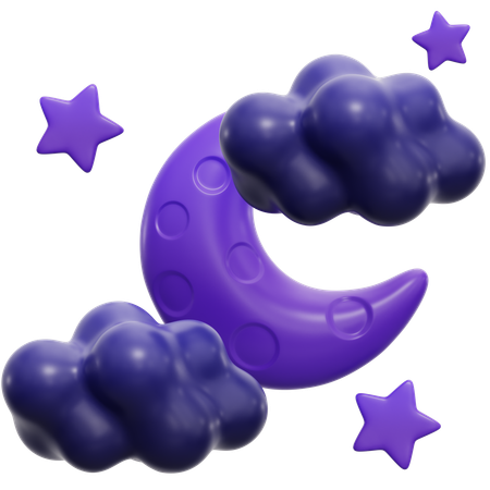 Night Cloudy Weather  3D Icon