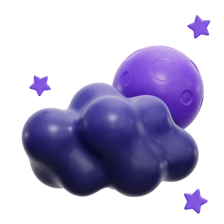 Night Cloudy Weather  3D Icon