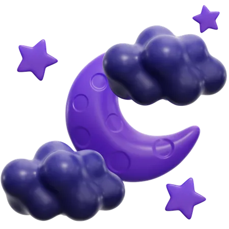 Night Cloudy Weather  3D Icon