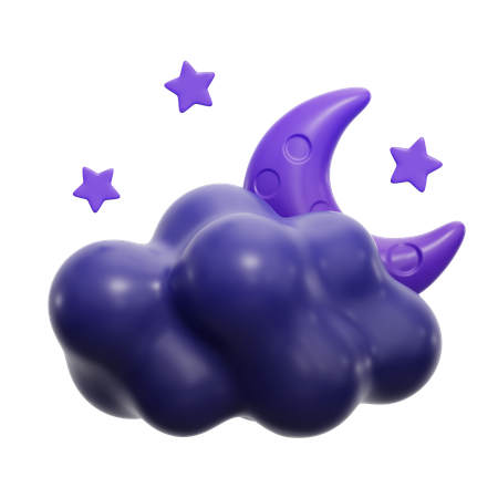 Night Cloudy Weather  3D Icon