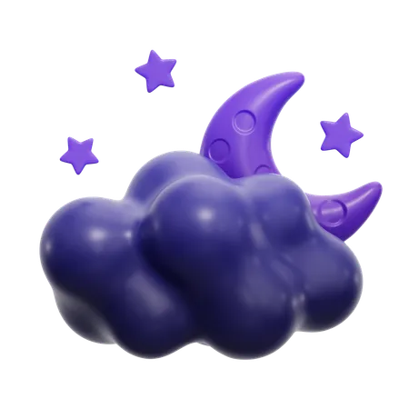 Night Cloudy Weather  3D Icon