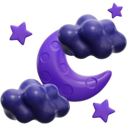 Night Cloudy Weather  3D Icon