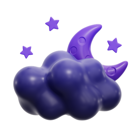 Night Cloudy Weather  3D Icon