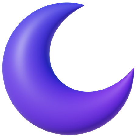 Night Crescent Moon  3D Icon