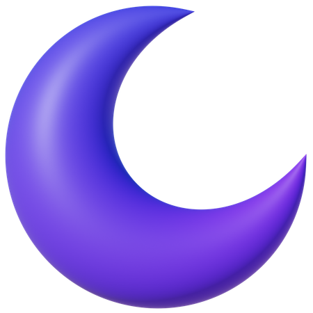 Night Crescent Moon  3D Icon