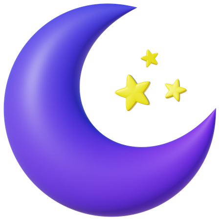 Night Crescent Star  3D Icon