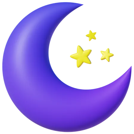 Night Crescent Star  3D Icon