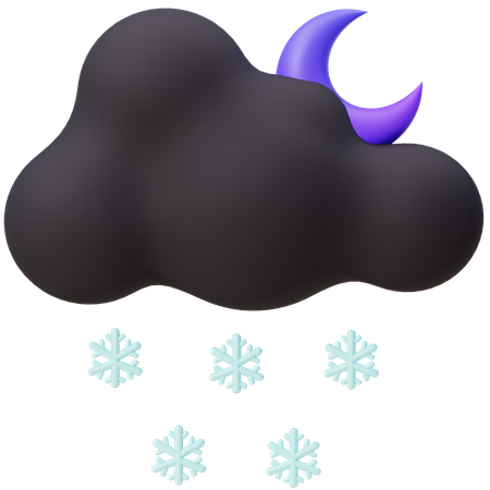 Night Crystal Clouds With Crescent Moon  3D Icon