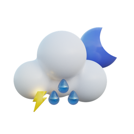 Night Drizzle And Thunder  3D Icon