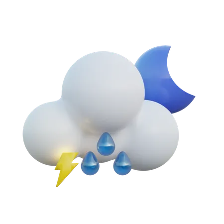 Night Drizzle And Thunder  3D Icon