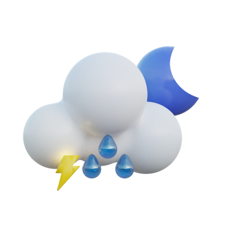 Night Drizzle And Thunder  3D Icon