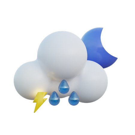 Night Drizzle And Thunder 3D Illustration