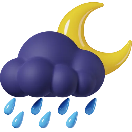 Drizzle At Night 3 D Icon 3D Icon