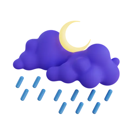 Rainy Night 3 D Icon Weather Icon 3D Icon