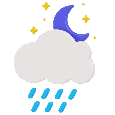 Night rain and clouds  3D Icon