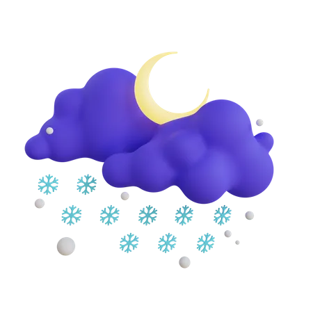 3 D Weather Snowfall At Night Snow Fall In Night 3D Icon