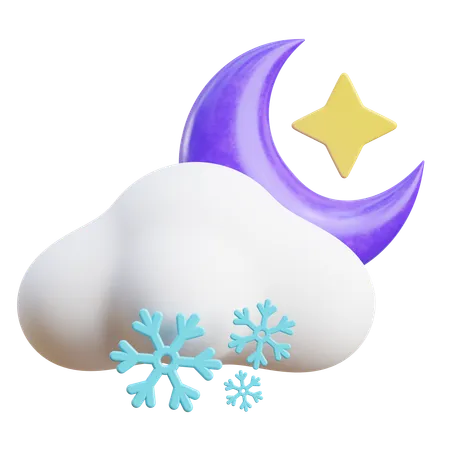 밤 눈 구름  3D Icon