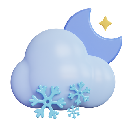 Night Snow Cloud 3D Icon