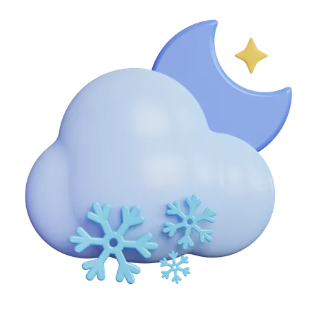Night Snow Cloud 3D Icon