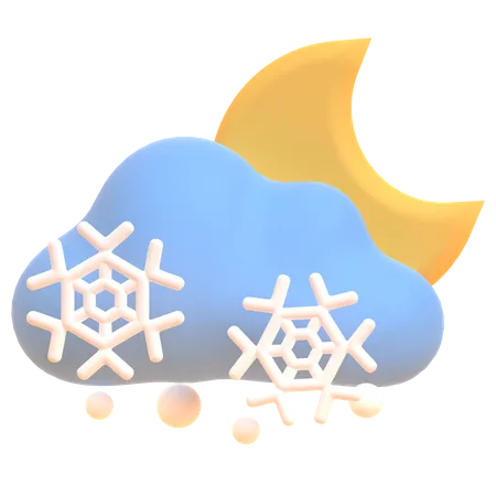 Night Snowfall  3D Illustration