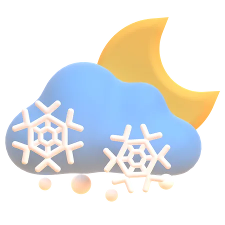 Night Snowfall 3D Illustration